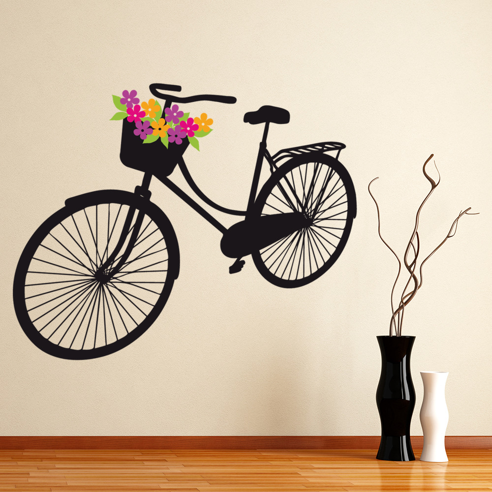 Bicycle Pretty Flowers Wall Sticker
