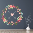 Floral Wreath Pink Love Heart Wall Sticker