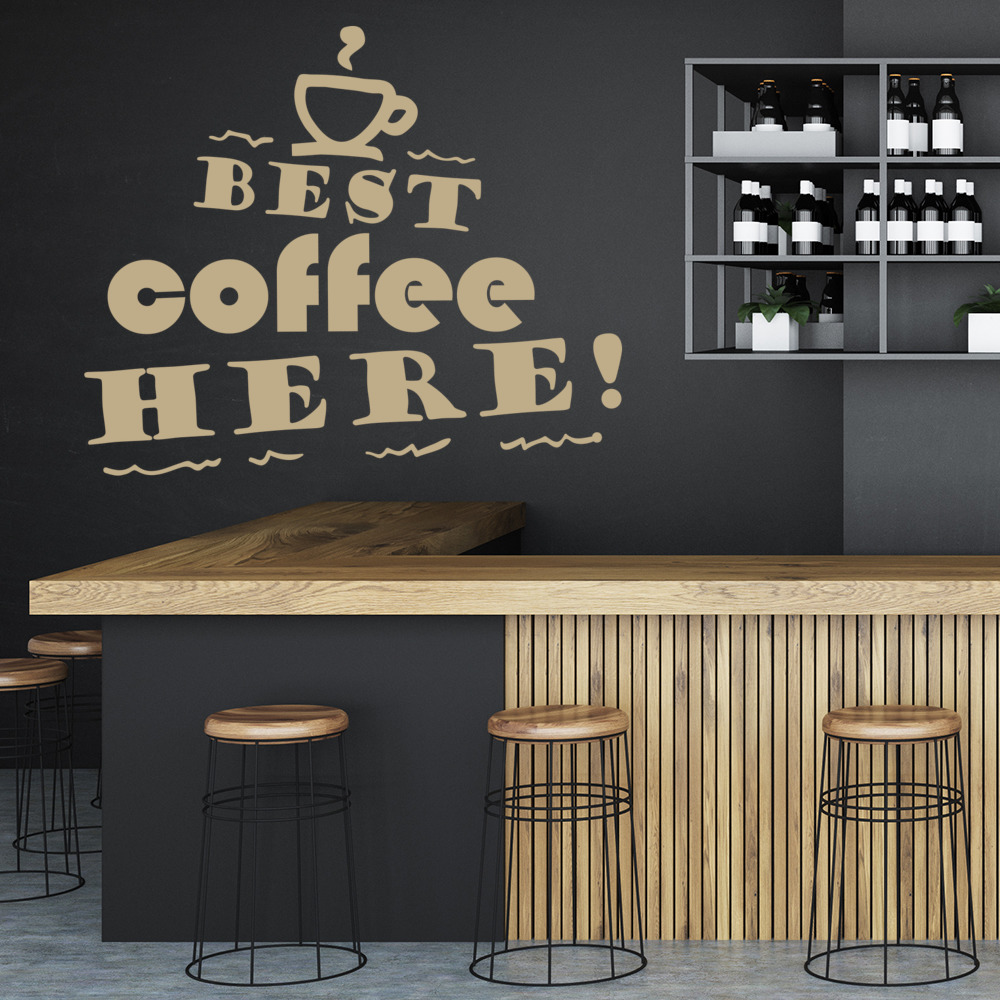 Best Coffee Here Cafe Sign Wall Sticker | Icon Wall Stickers