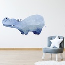 Grey Hippo Safari Animals Wall Sticker