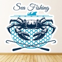 Sea Fishing Sign Logo Wall Sticker