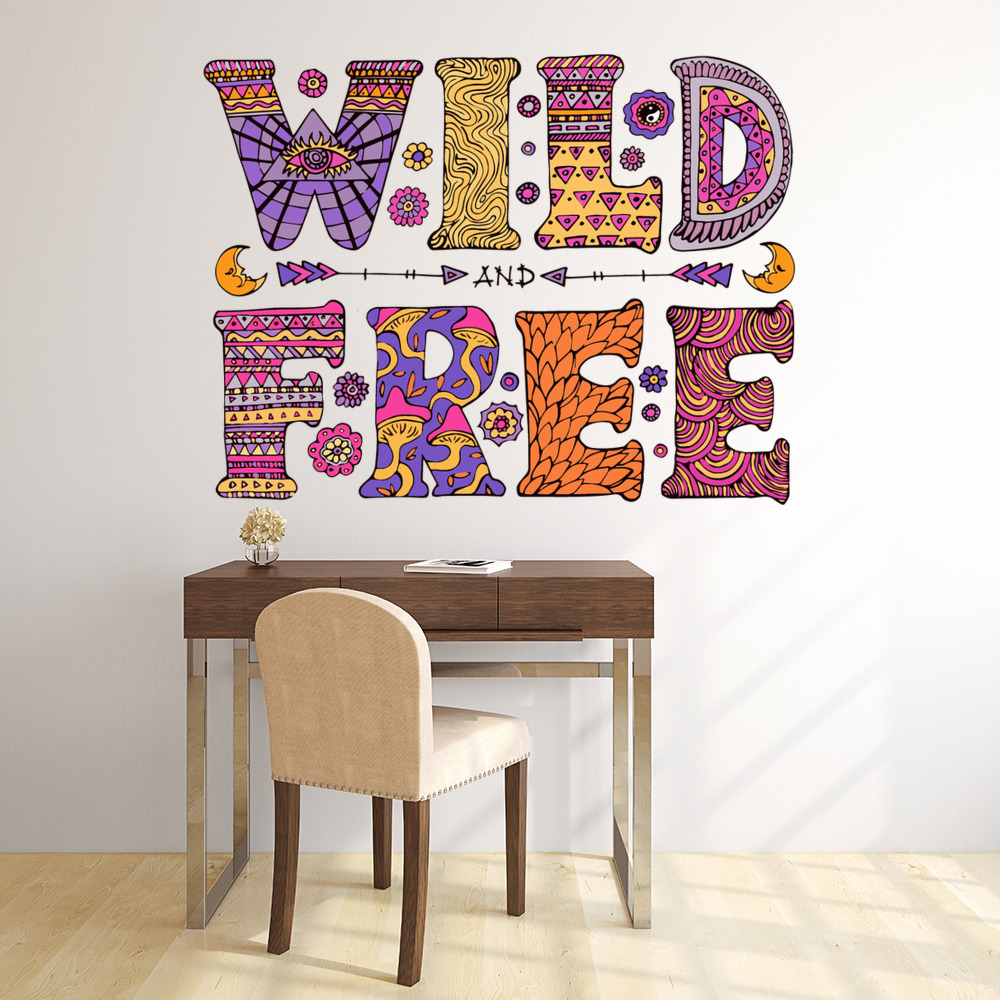 Wild And Free Inspirational Quote Wall Sticker