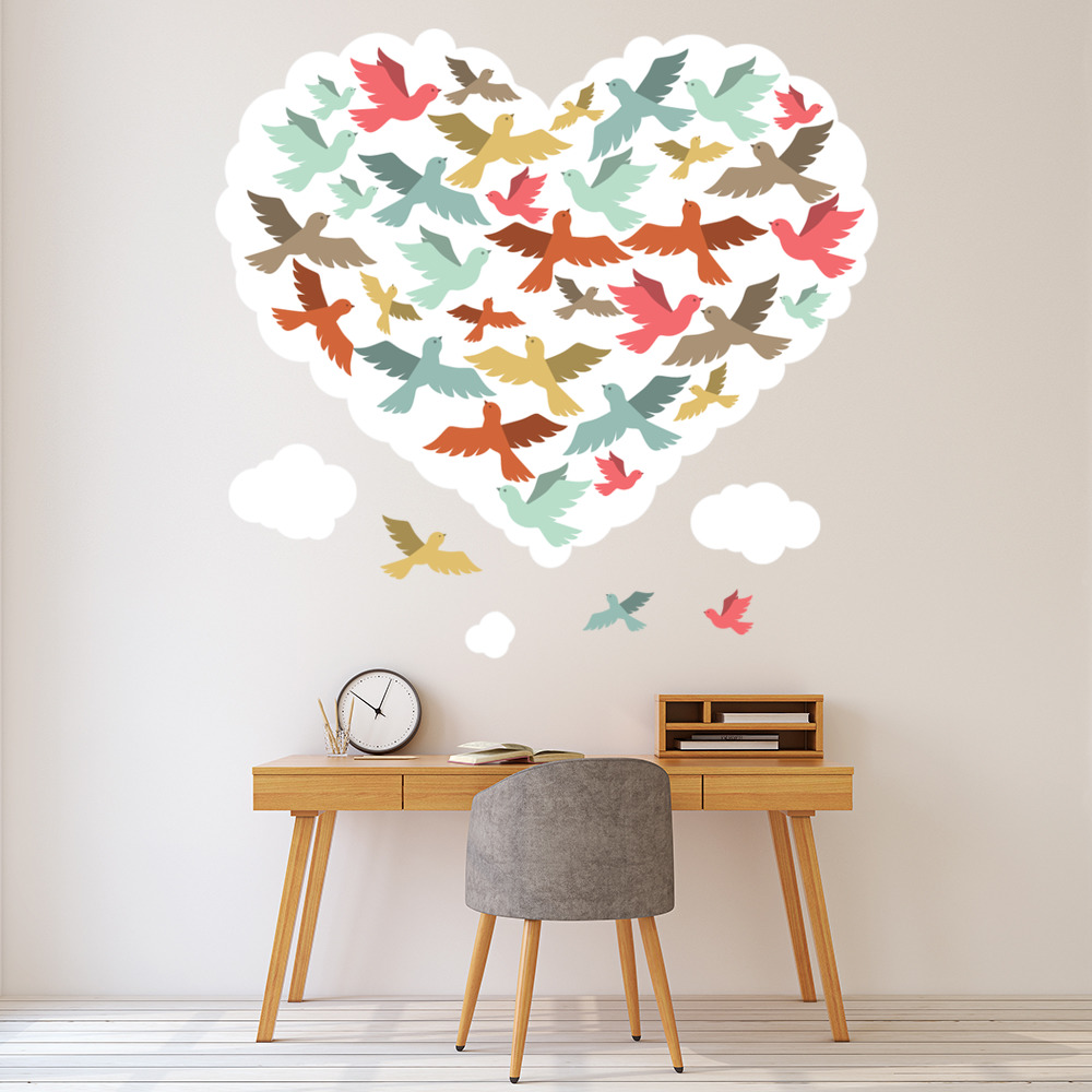 Love Heart Birds Clouds Wall Sticker | Icon Wall Stickers