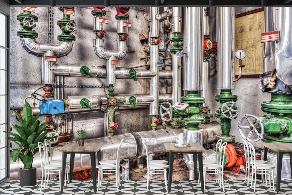 Boiler Room Industrial Art Wall Mural Wallpaper