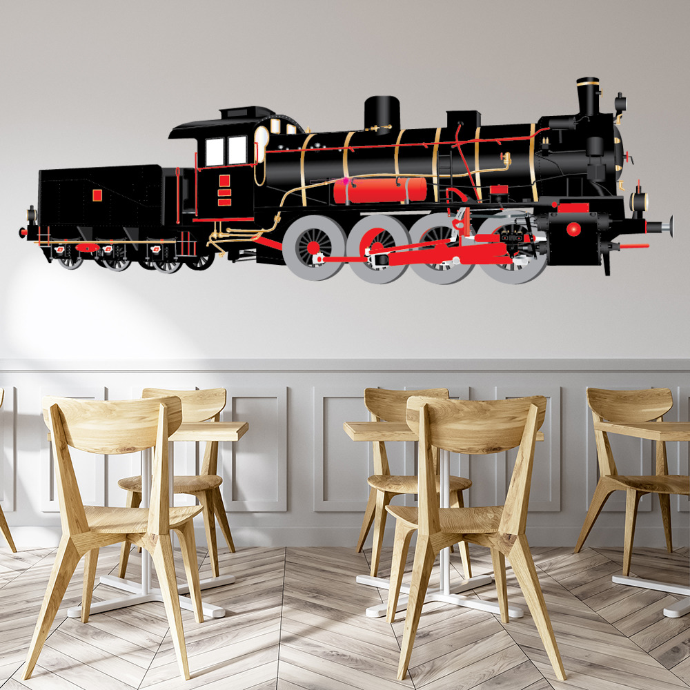 Black Steam Train Vintage Transport Wall Sticker