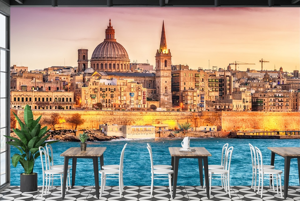 Cathedral Malta City Skyline Wall Mural Wallpaper