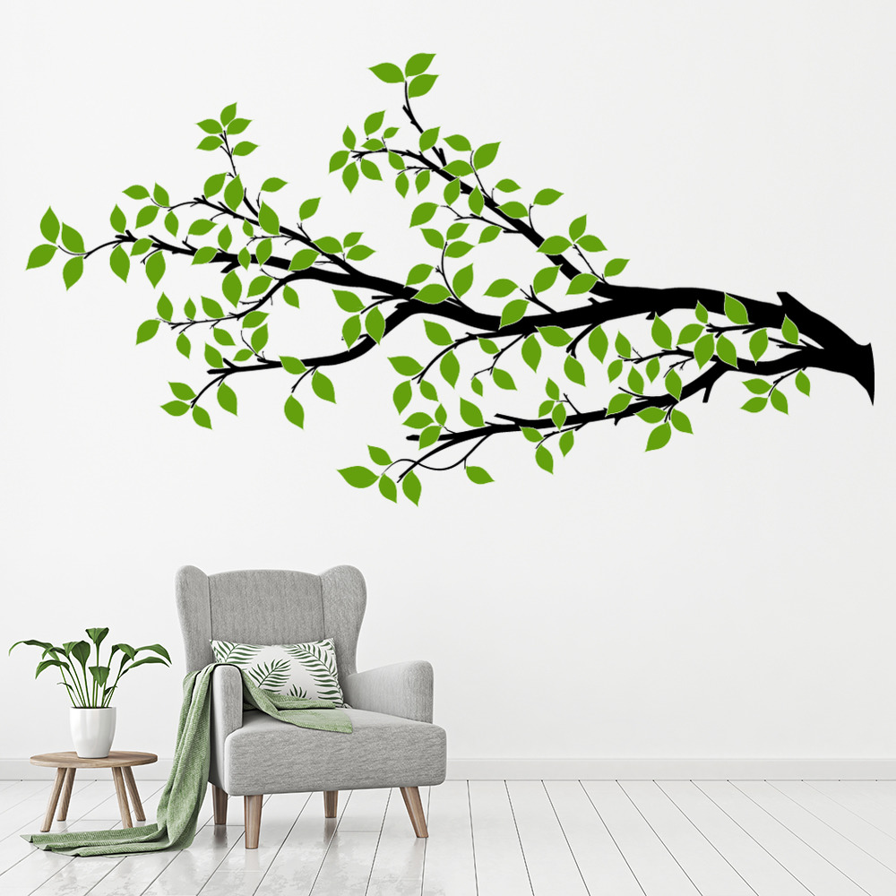 Tree Branch Green Leaves Wall Sticker