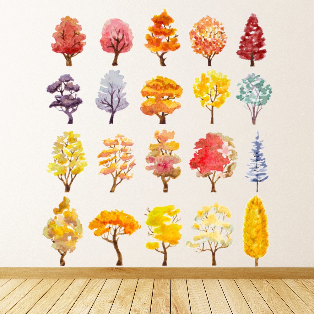 Autumn Trees Forest Wall Sticker Set