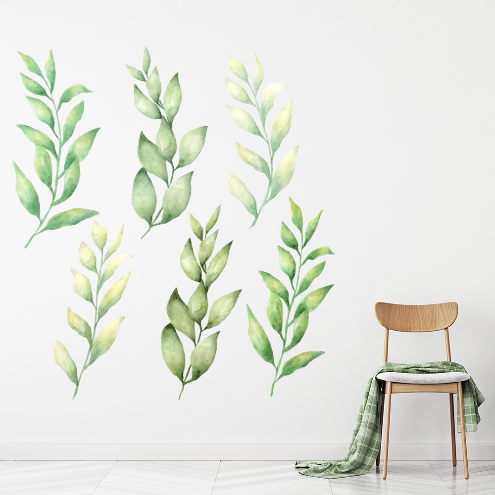 Green Vine Leaves Flowers Trees Wall Sticker
