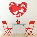Red Love Heart White Birds Wall Sticker