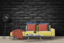 Dark Black Brick Stone Wall Texture Wall Mural Wallpaper
