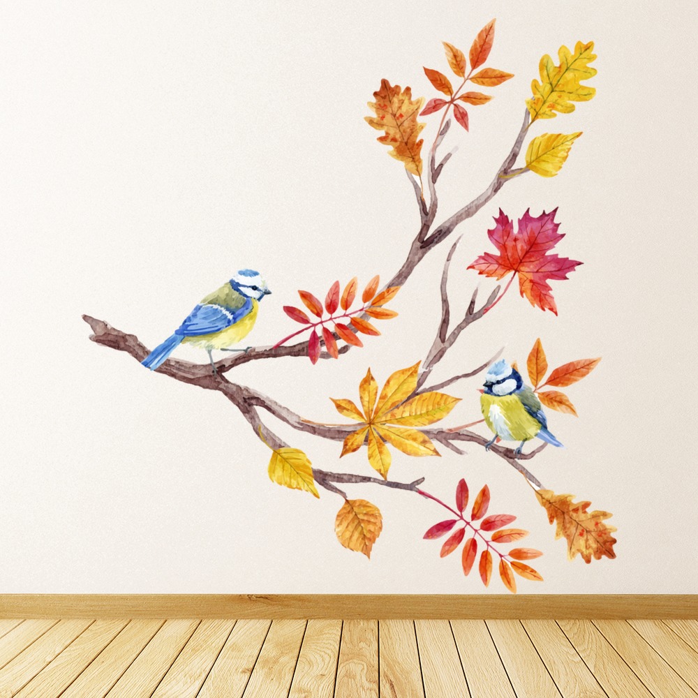 Autumn Tree Branch Blue Bird Wall Sticker