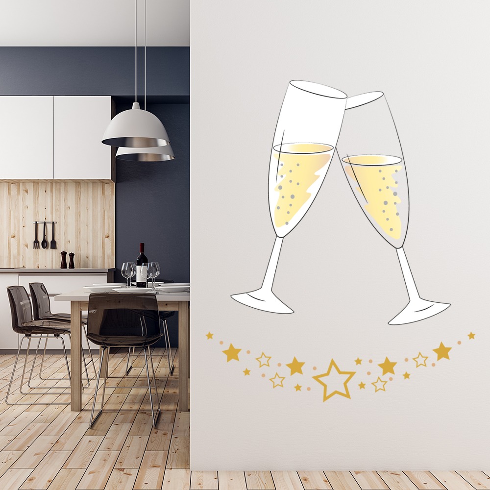 Champagne Glass Celebration Fizz Wall Sticker | Icon Wall Stickers