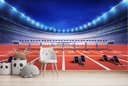 Athletics Stadium Track Hurdles Wall Mural Wallpaper