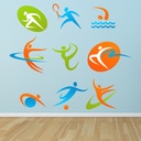 Sports Icons Swim Sprint Tennis Wall Sticker Set