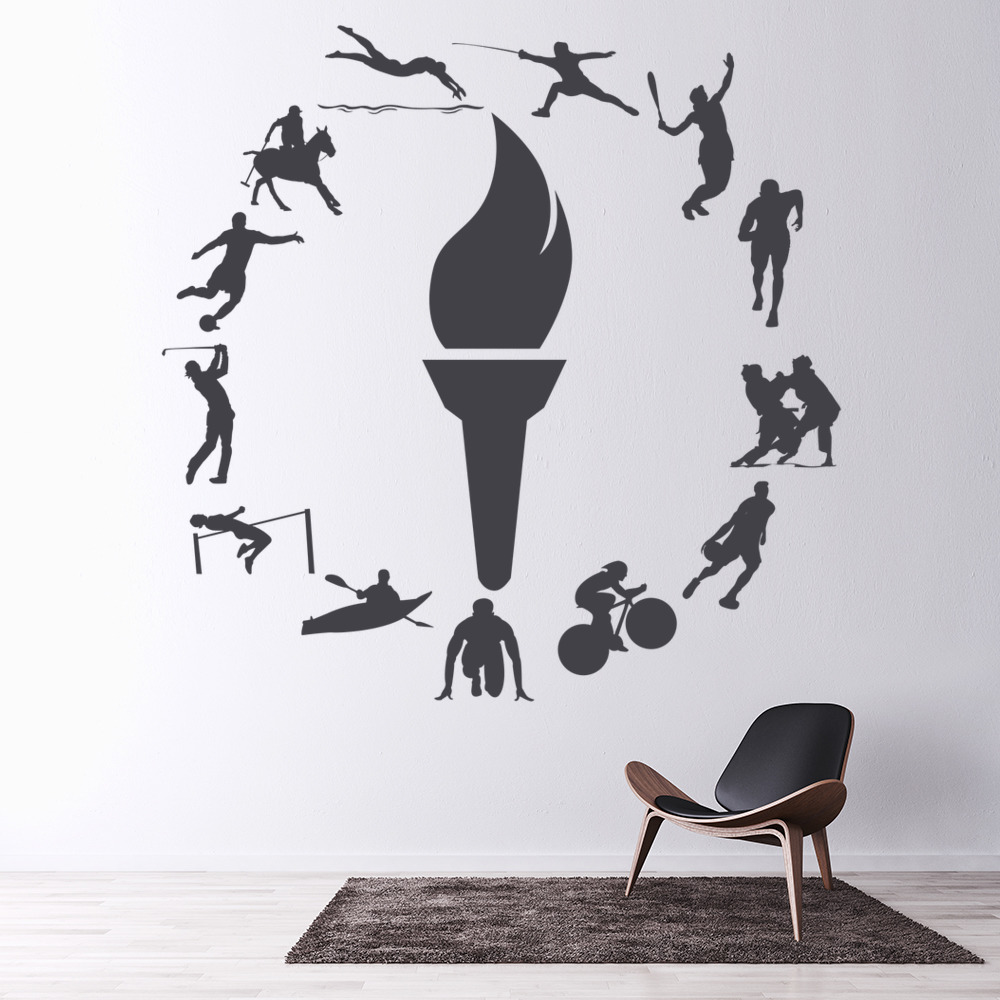 Olympic Torch Sports Wreath Wall Sticker
