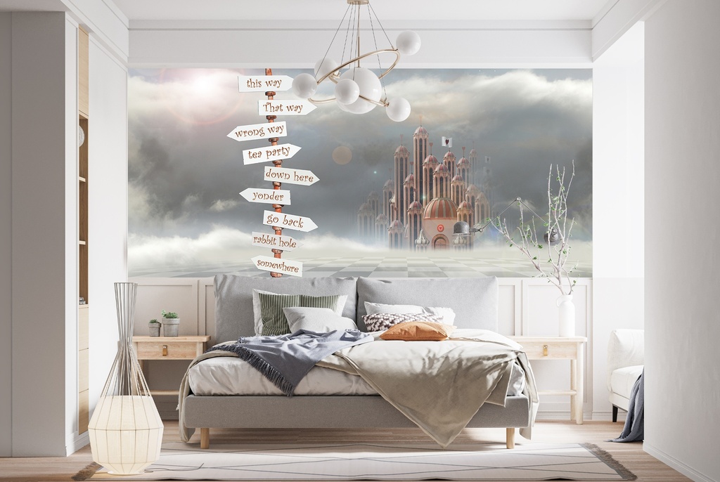 Alice In Wonderland Signpost Palace Wall Mural Wallpaper