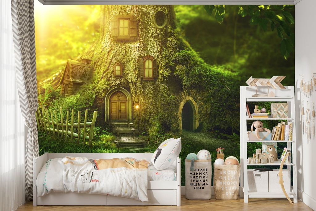 Fantasy Tree House Fairytale Wall Mural Wallpaper