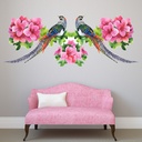 Pink Flowers Pheasant Border Wall Sticker