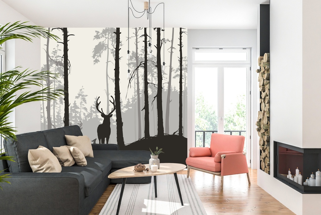Woodland Forest Deer Wall Mural Wallpaper