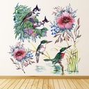 Wild Birds Pink Flowers Wall Sticker Set