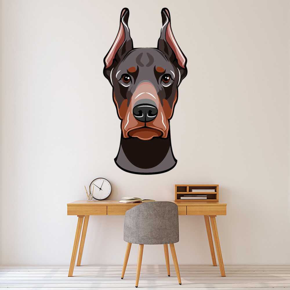 Doberman Head Guard Dog Wall Sticker