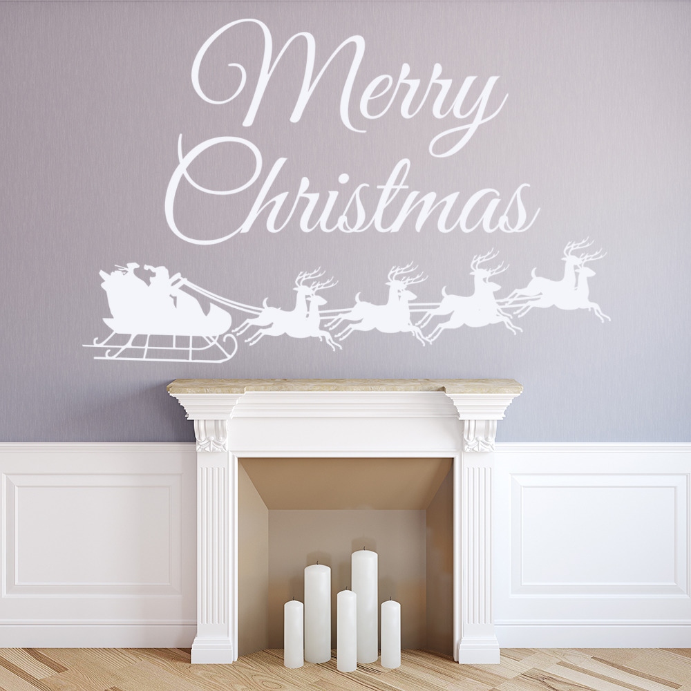 Merry Christmas Santa Reindeer Wall Sticker