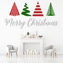 Merry Christmas Red Green Trees Wall Sticker