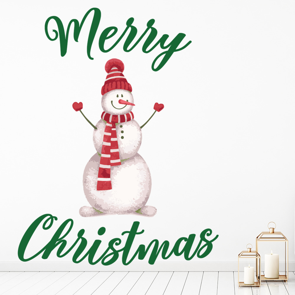 Merry Christmas Snowman Wall Sticker - Mod1