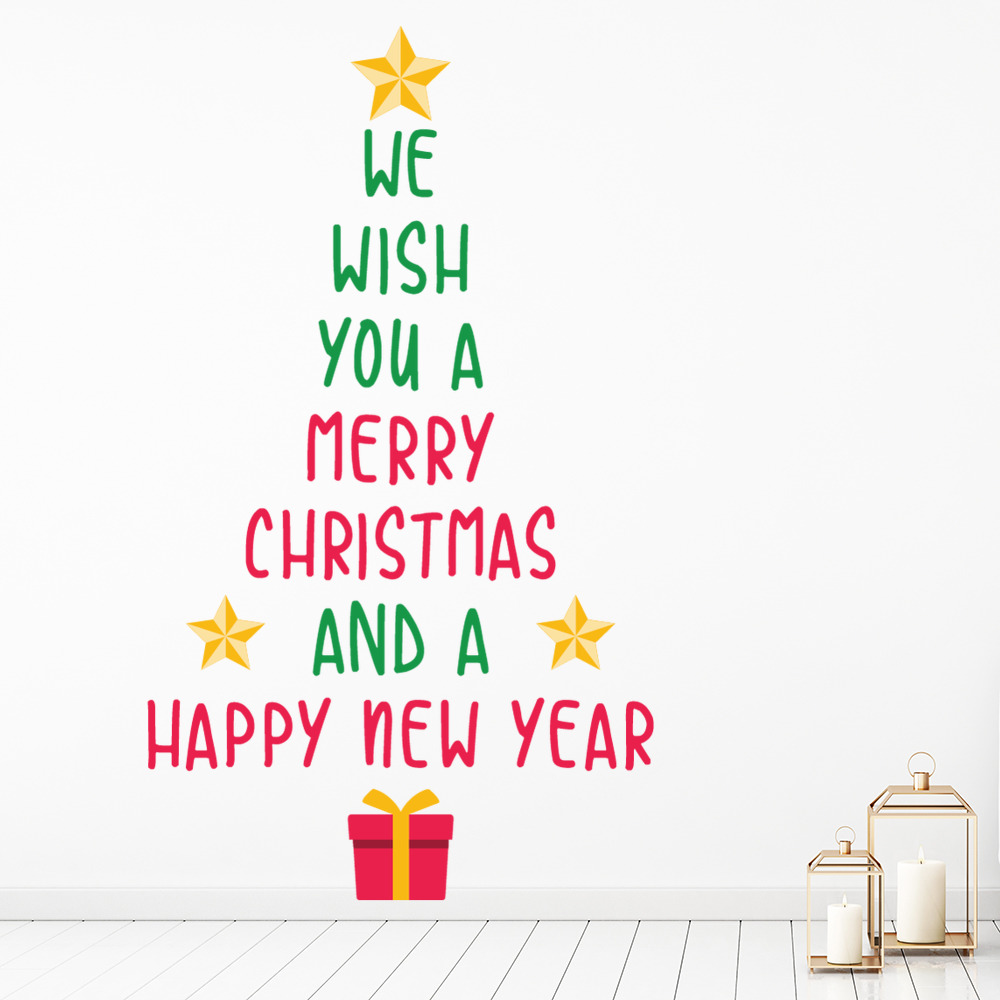 We Wish You A Merry Christmas Festive Tree Wall Sticker