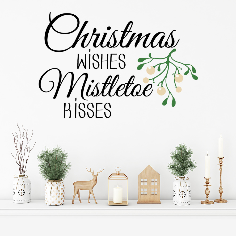 Christmas Kisses Mistletoe Wishes Quote Wall Sticker
