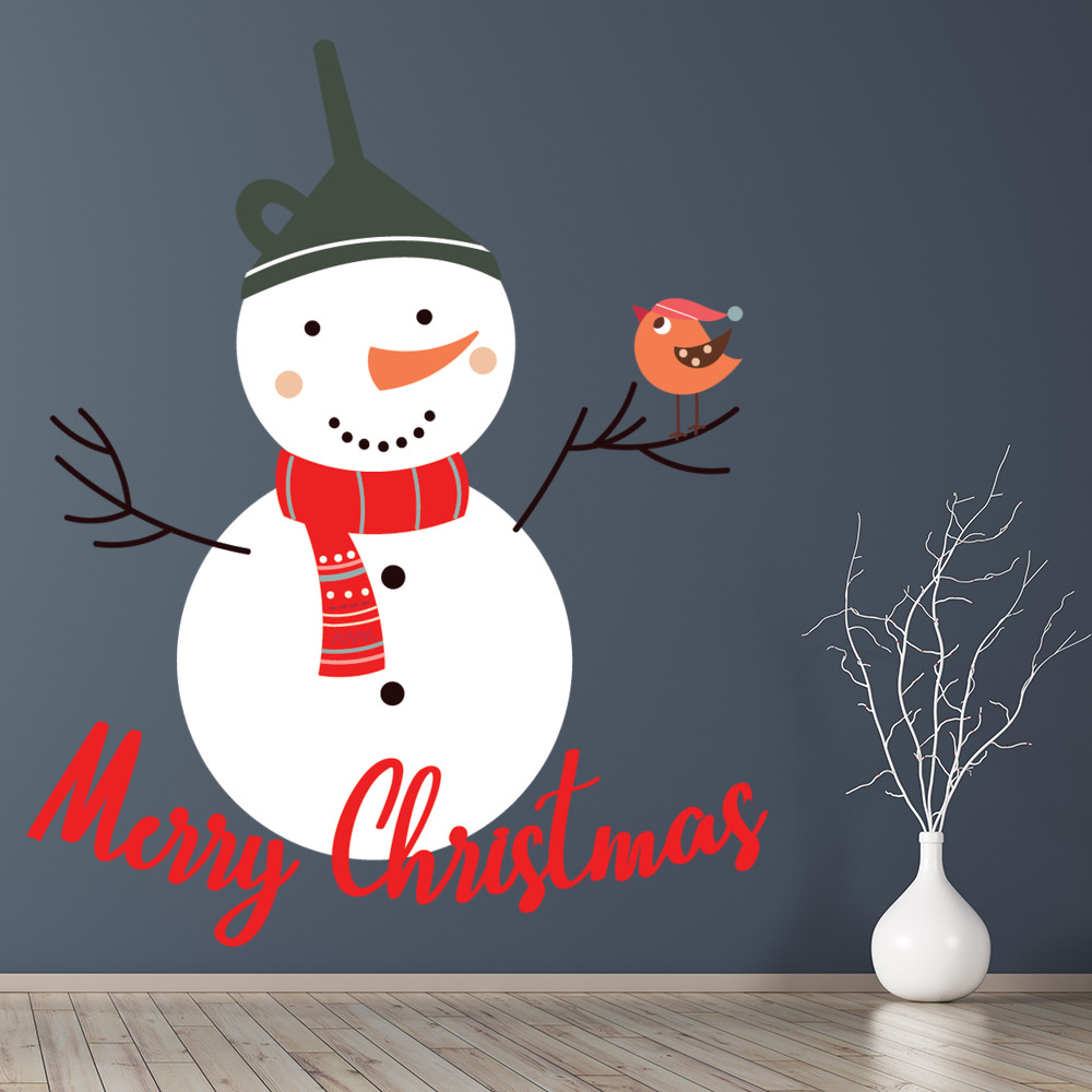 Merry Christmas Festive Snowman Wall Sticker