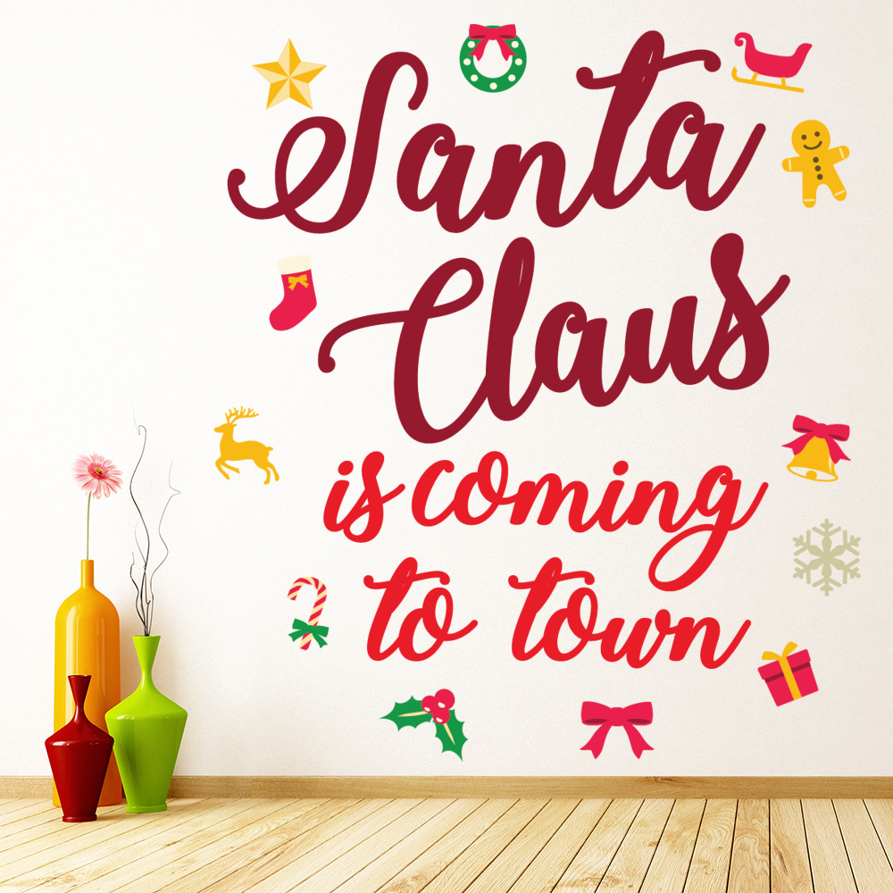 Santa Claus Is Coming To Town Christmas Wall Sticker | Icon Wall Stickers