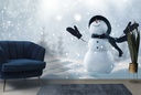 Happy Christmas Snowman Wall Mural Wallpaper