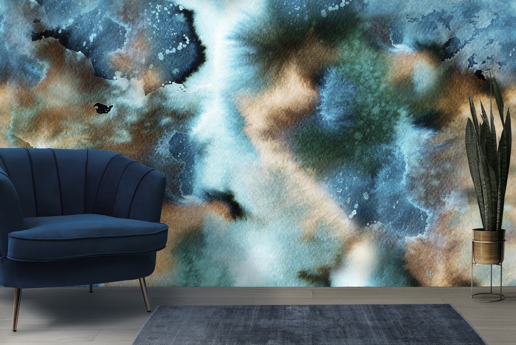 Blue Watercolour Abstract Art Wall Mural Wallpaper