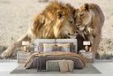 Lions In Love Wall Mural Wallpaper