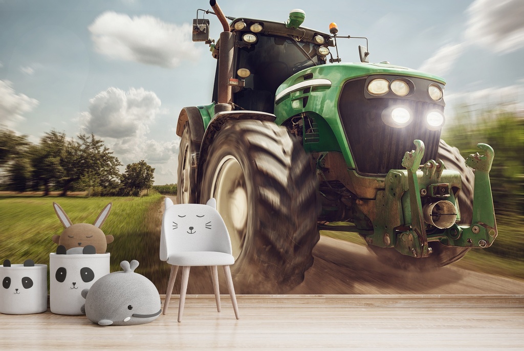 Green Tractor Farm Wall Mural Wallpaper