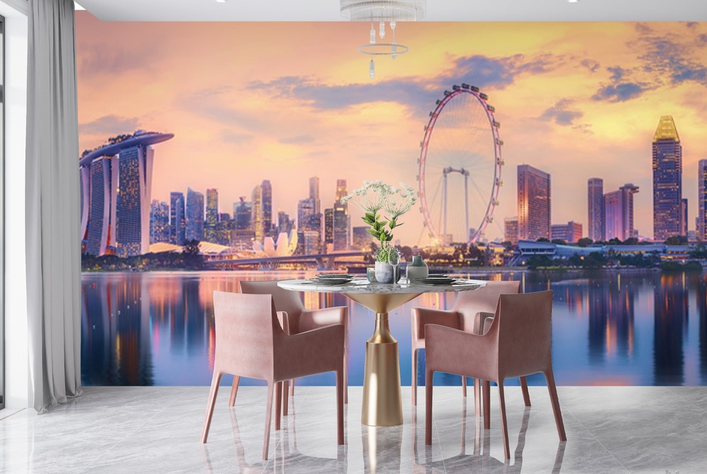 Singapore Skyline Panoramic Wall Mural Wallpaper