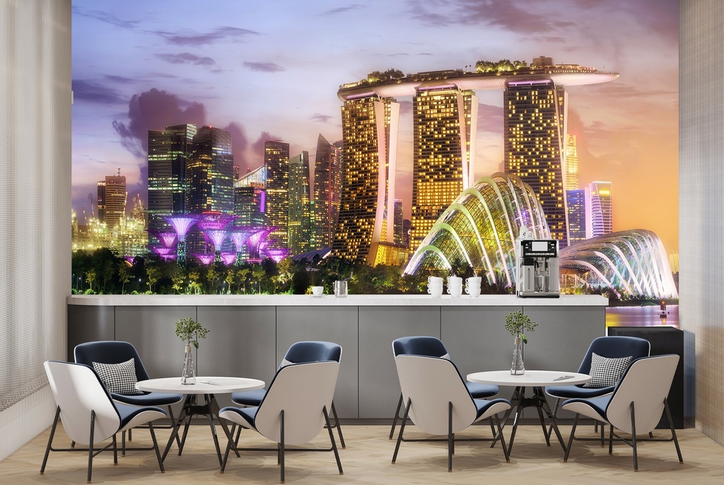 Vibrant City Skyline Singapore Wall Mural Wallpaper