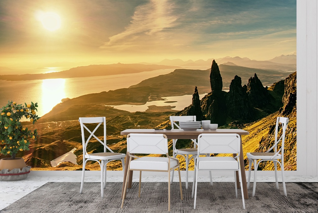 Lake Sunset Scotland Landscape Wall Mural Wallpaper