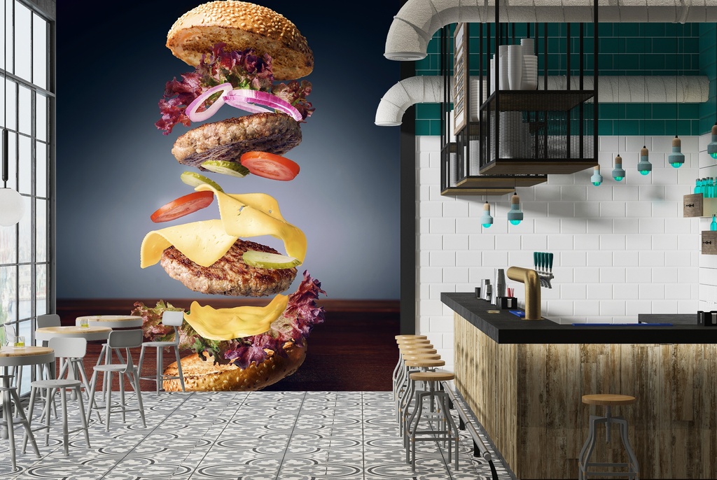 Fast Food Burger Wall Mural Wallpaper