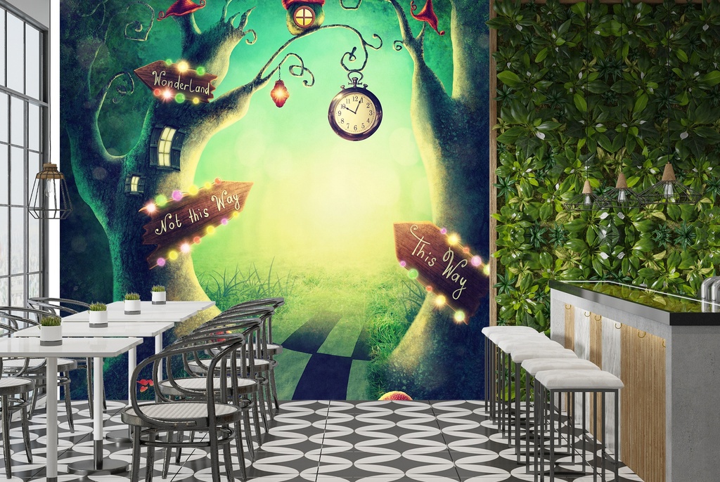 To The Enchanted Wood Alice In Wonderland Wall Mural Wallpaper