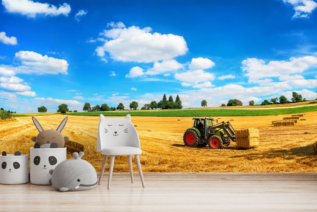 Harvest Time Farm Tractor Wall Mural Wallpaper