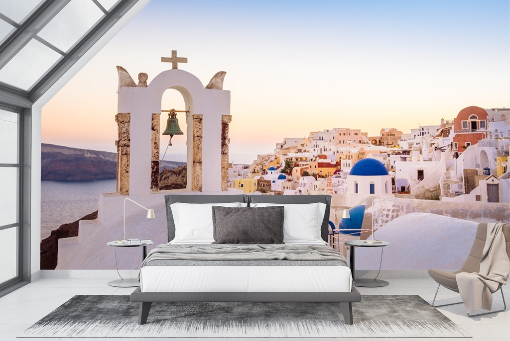 Santorini Rooftops Greece Wall Mural Wallpaper