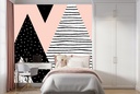 Pink Black Geometric Abstract Landscape Wall Mural Wallpaper