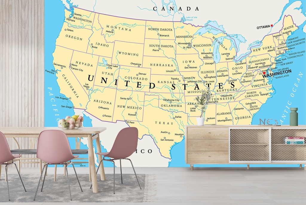 United States Of America Map Wall Mural Wallpaper