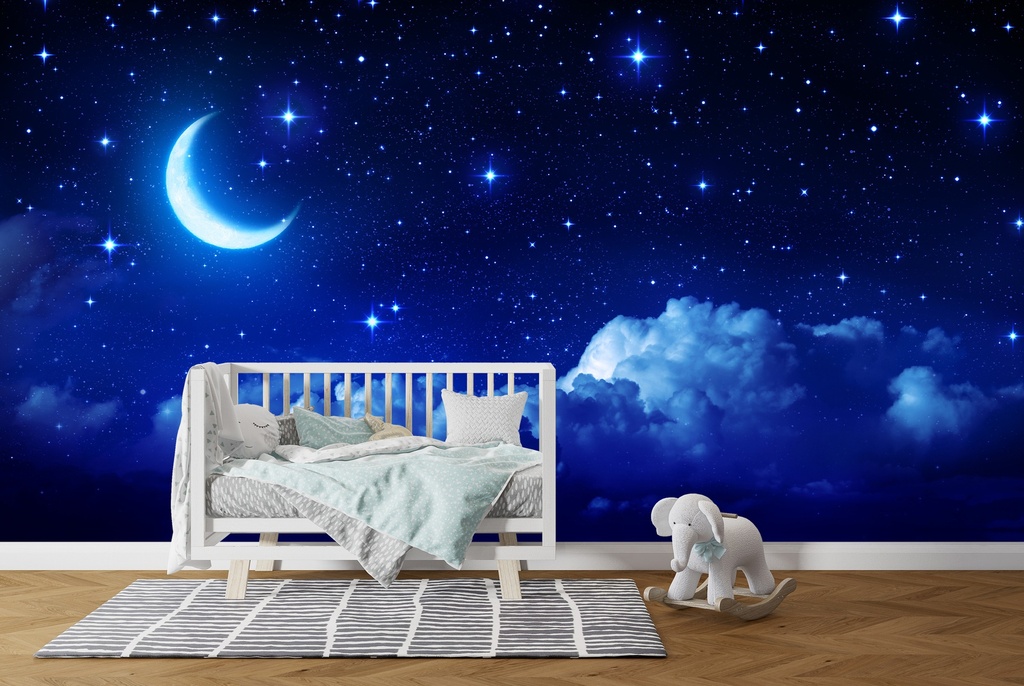 Twilight Sky Moon & Clouds Wall Mural Wallpaper
