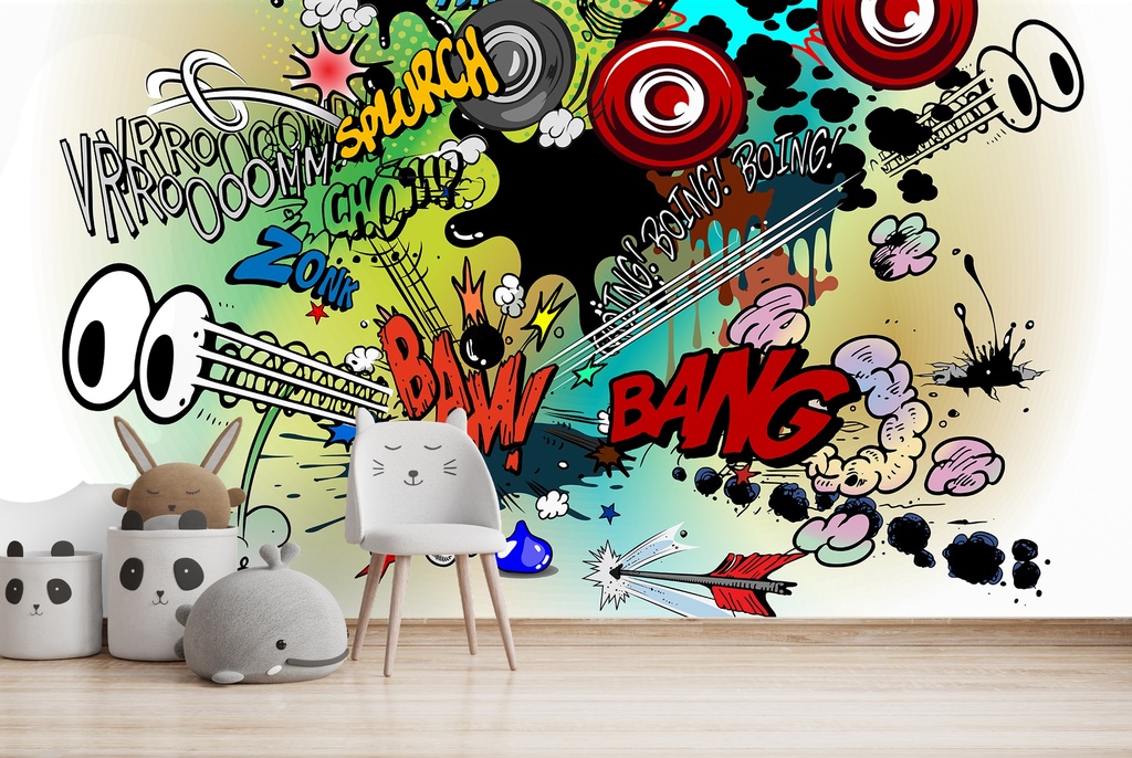 Retro Comic Book Kids Art Wall Mural Wallpaper