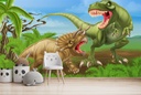 T-Rex & Triceratops Dinosaur Attack Wall Mural Wallpaper