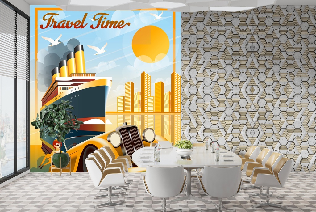Vintage Travel Classic Car Wall Mural Wallpaper
